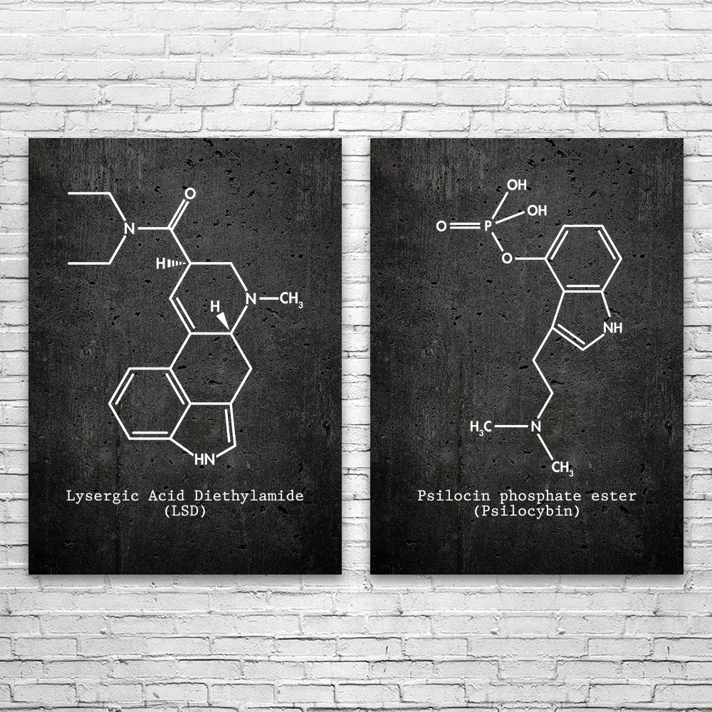 Psychedelic Molecule Wandbild 2er Set Poster, Leinwand oder gerahmter Acid Kunstdruck - Bild 9 von 12
