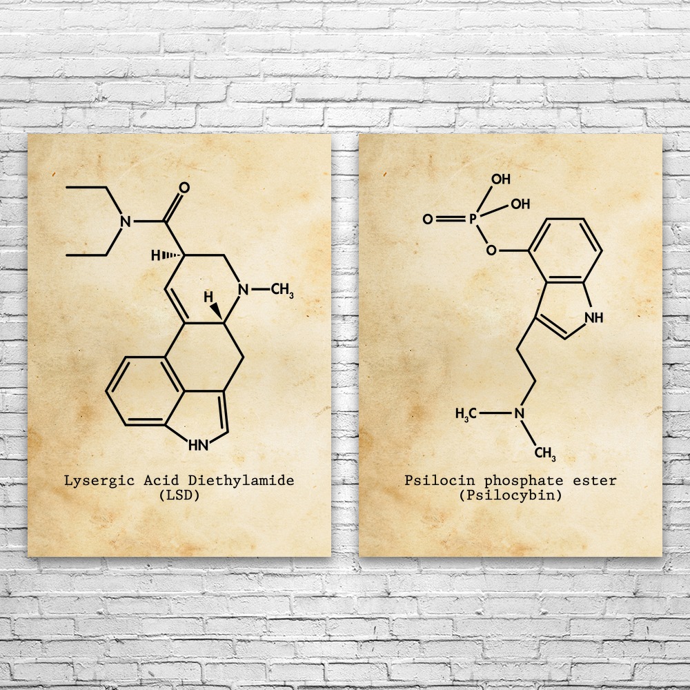 Psychedelic Molecule Wandbild 2er Set Poster, Leinwand oder gerahmter Acid Kunstdruck - Bild 6 von 12