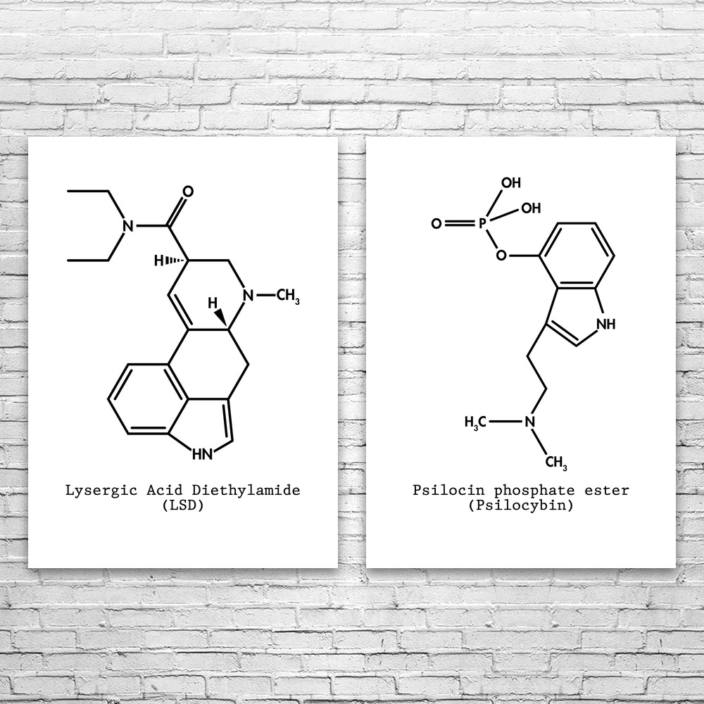 Psychedelic Molecule Wandbild 2er Set Poster, Leinwand oder gerahmter Acid Kunstdruck - Bild 11 von 12
