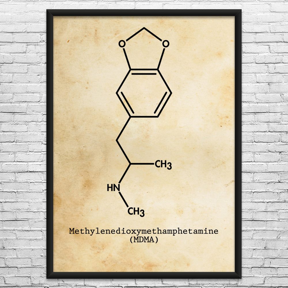 MDMA Molecule Ecstasy Wall Art: Raver Gift, MDMA Art, Psychologist Gift