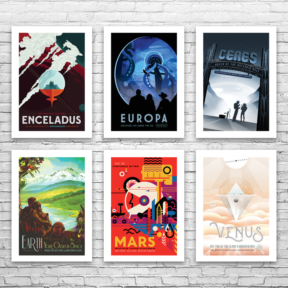 Future Visions Space Tourism Wall Art Set of 6 Poster, Canvas or Framed